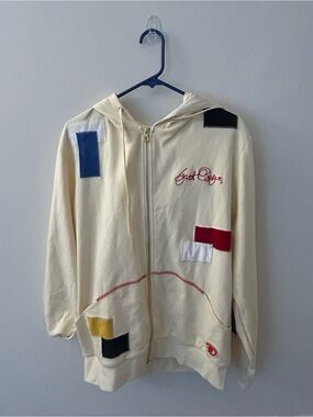 Frost Designs Dizzy Cream Colorblock Patchwork jacket pullover - Size L